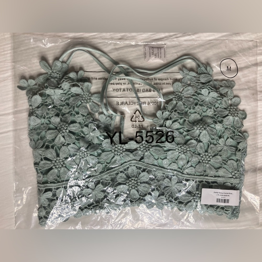 NWT Three Bird Nest Crochet Bralette Sage sz M 34 A-C - Picture 4 of 5